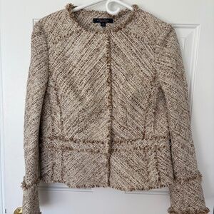 brooks brothers fringed tweed jacket